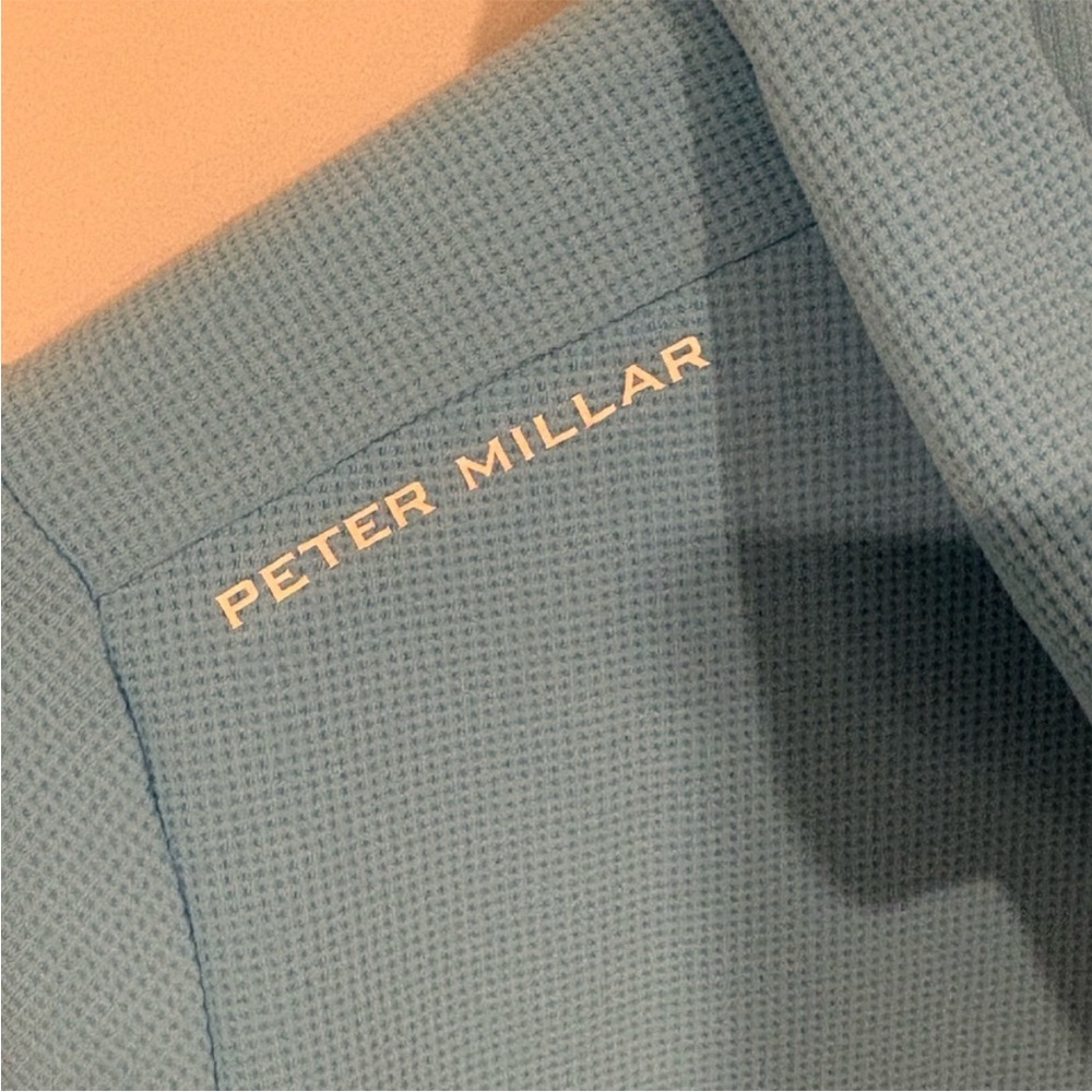 Peter Millar Sky Blue Waffle Knit Pullover - Picture 9 of 12